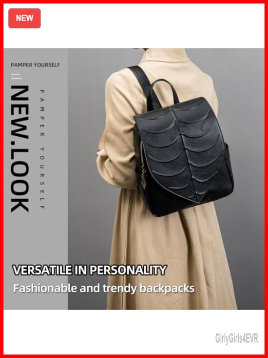 PU Leather Forest Leaf Backpack Fits 13\